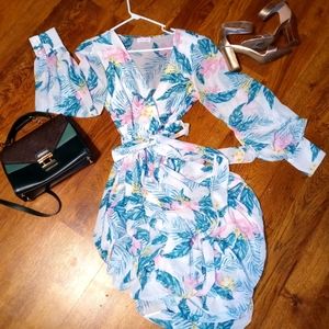 My dearest darling tropical print pink Lily dress